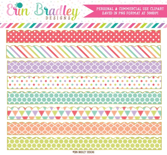 Sugar Borders Clipart Patterned Clip Art Graphics Digital Scrapbooking Elements with Polka Dots Stripes & Triangles Il_570xn