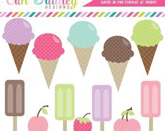 Ice Cream Clipart Clip Art for Personal and Commercial Use with Bars Cherries and a Strawberry