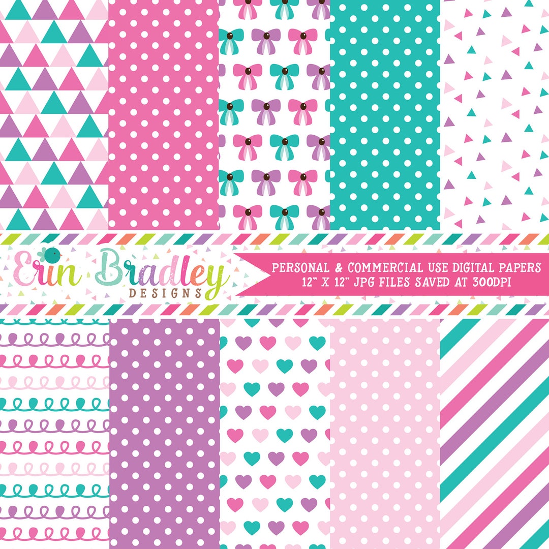 Baby Girl Pinks Digital Scrapbook Paper Pack Instant Download