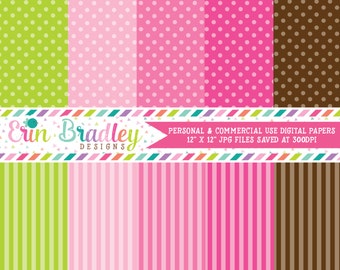 Digital Paper Pack Personal and Commercial Use Preppy Polka Dots and Stripes