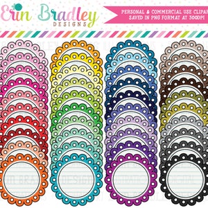 Notepaper Doodles Clipart Scalloped Circle Frame Bundle Graphics