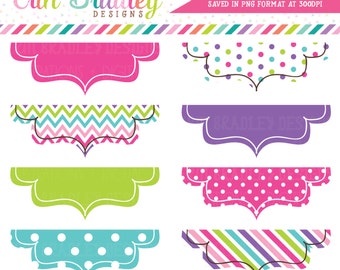 Colorful Frame Clipart Labels Personal & Commercial Use Clip Art Tag Graphics Pink Purple Blue Green Instant Download