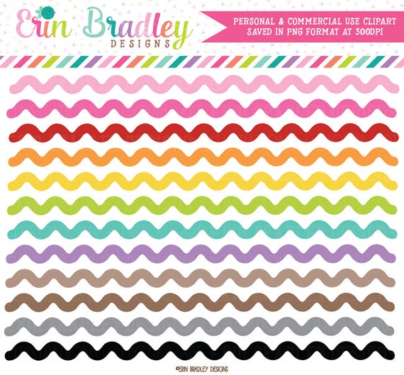 Colorful Ric Rak Clipart Borders, Digital Borders, Sewing Graphics, Commercial Use Clip Art, Border Clip Art Il_570xn