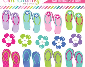 Summer Clipart Shoes and Flowers Personal & Commercial Use Clip Art Graphics