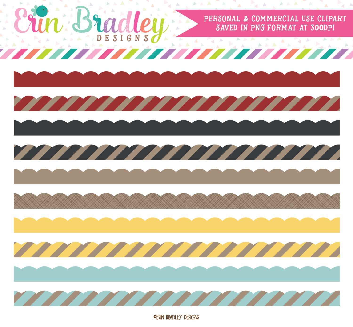 Digital Scrapbook Clipart Clip Art Red Navy Blue Yellow and | Etsy