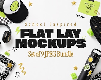 Teen Boy School Flat Lay Mockups | 9 JPG Bundle (Digital Download)