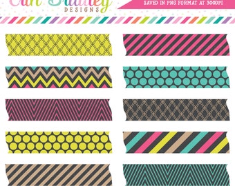 Pop of Color Digital Washi Tape Clipart Graphics Neon Pink Blue & Yellow Frame Tag Clip Art Graphics Instant Download