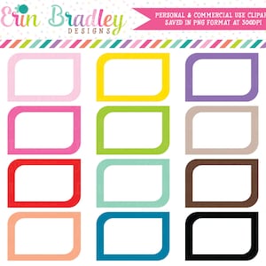 Rounded Corners Clipart Graphics, Commercial Use Label or Shape Clip Art Set