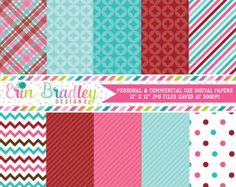 Digital Scrapbook Papers Personal and Commercial Use Delightful Holiday Medley Instant Download