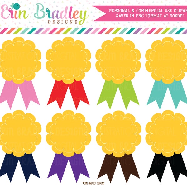 Award Clipart Ribbon Badges Clip Art Graphics for School or Sports Personal & Commercial Use