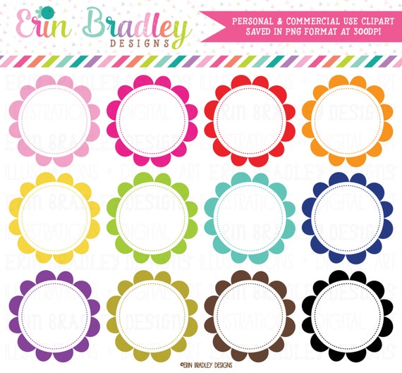 Scalloped Circle Frames Clipart Instant Download Digital Clip Art Graphics  Personal & Commercial Use