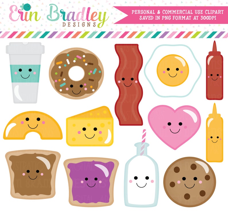 Perfect Pairs Clipart Valentines Day Clip Art Graphics Coffee Donut Bacon Eggs Cookies Milk Peanut Butter and Jelly Mac & Cheese image 1