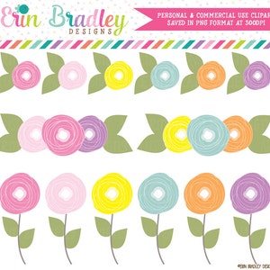 Digital Clipart Flower Doodles Clip Art Personal & Commercial Use