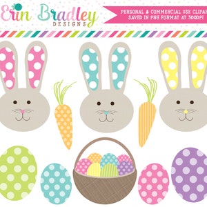 Easter Bunnies and Eggs Holiday Clipart Clip Art Personal & Commercial Use