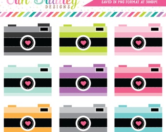 Cameras with Hearts Clip Art Clipart Photography Graphics for Personal & Commercial Use