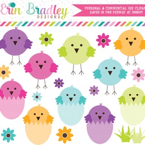 Easter Chicks and Eggs Clipart Clip Art Personal & Commercial Use