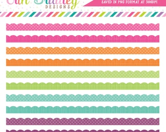 Digital Scrapbook Embellishments Brightly Colored Scalloped Borders Personal & Commercial Use