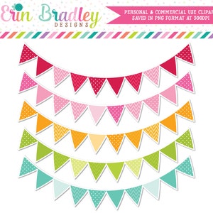 Colorful Pennant Banner Flags Clipart Commercial Use Clip Art Graphics