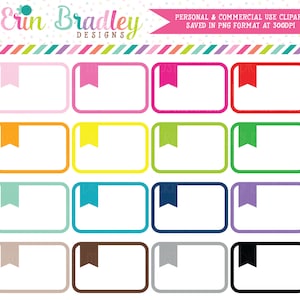 Etiquetas de bandeira arredondadas Clipart Download instantâneo Planejador Clip Art Gráficos Uso comercial OK