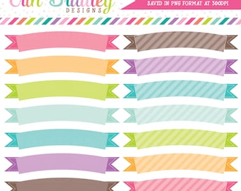 Digital Scrapbook Clipart Elements Colorful Banner Flags Clip Art for Personal & Commercial Use