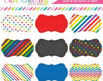 Rainbow Clipart Labels for Digital Scrapbooking Instant Download Commercial Use Graphics