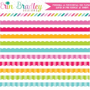 Scalloped Borders Clipart Clip Art Candy Colored for Personal & Commercial Use and Digital Scrapbooking