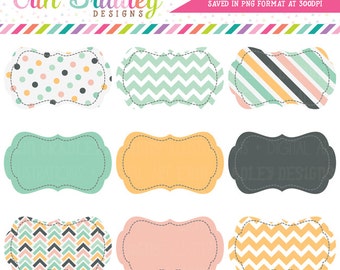 Beach Days Clipart Labels Chevron Stripes & Polka Dot Patterns Instant Download Digital Frame Tag Clip Art Graphics