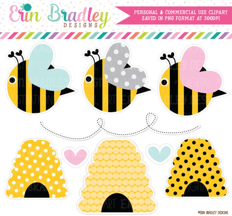 Bumble Bees Clipart Commercial Use Clip Art Graphics Instant Download image 1