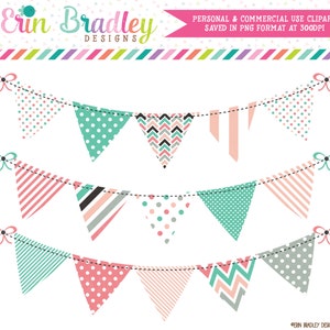 Digital Clipart Banners Commercial Use Bunting Graphics With - Etsy