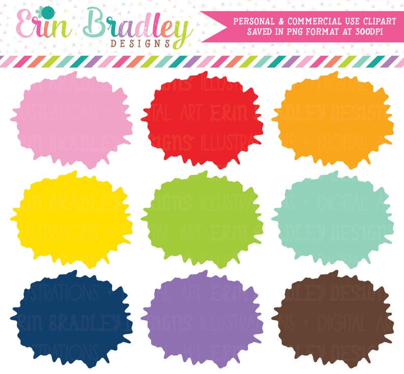 Paint Splatter Clipart Graphics Instant Download Commercial Use Painting Clip Art image 1