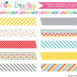 Instant Download Label Clipart Digital Clip Art Graphics in Red Blue Yellow Gray Polka Dots Chevron and Stripes Commercial Use