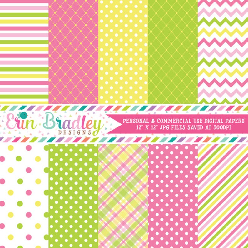 Digital Paper Pack Personal and Commercial Use Summertime Fun image 1