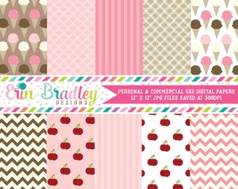 Digital Papers Pack Personal & Commercial Use Ice Cream Papers Instant Download