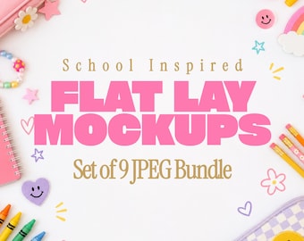 Tween Girl Back to School Flat Lay Mockups | Teacher & Student JPG Bundle