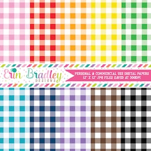 Buffalo Check Digital Paper Pack - 40 Colors - Instant Download Personal & Commercial Use Graphics Digital Scrapbook Paper Pack in Plaid