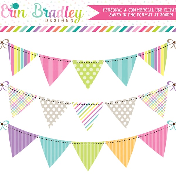 Springtime Bunting Banner Flag Clipart Clip Art Set Personal & Commercial Use