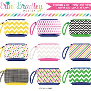 Wristlet Purse Digital Clipart Graphics Girls Bag Clip Art Personal & Commercial Use Instant Download