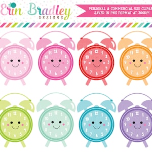 Kawaii Clocks Clipart Uso commerciale Sveglia Clip Art Grafica