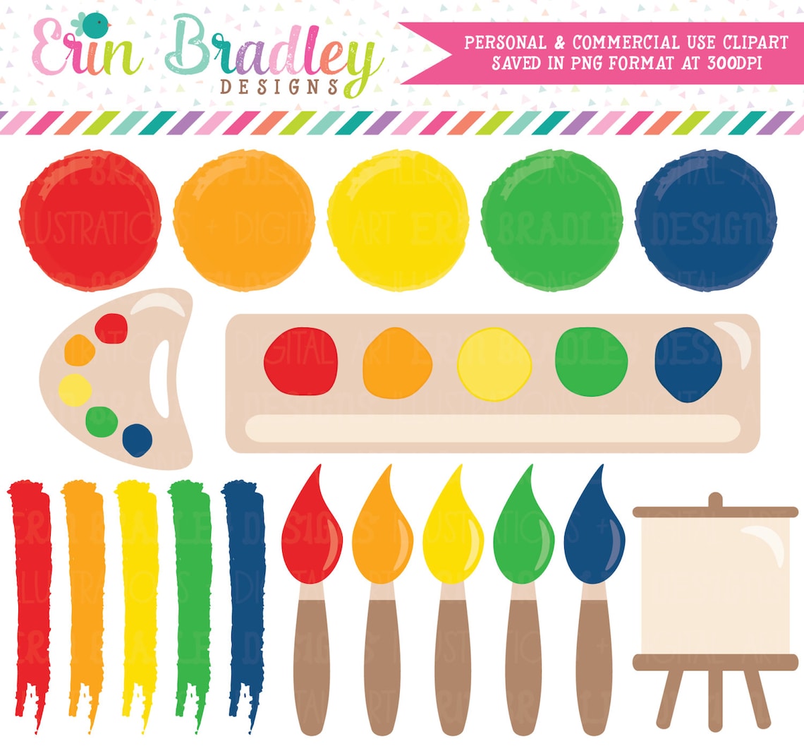 Art Party Clipart Kids Painting Party Clip Art Set Paint Etsy