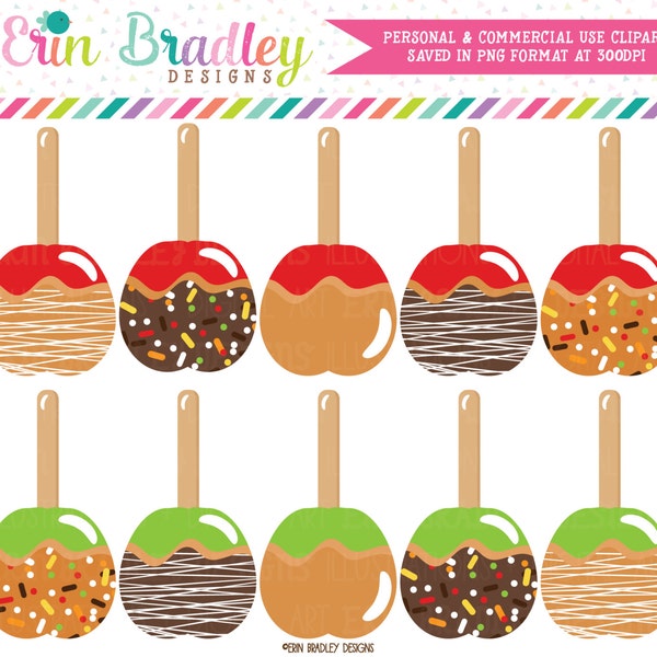 Caramel Apples Clipart Carmel Apple Autumn Fall Clip Art Graphics Personal & Commercial Use