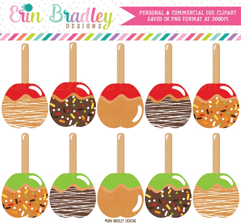 Caramel Apples Clipart Carmel Apple Autumn Fall Clip Art Etsy