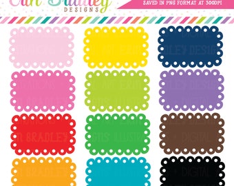 Scalloped Boxes Clipart Graphics - Commercial Use Label Clip Art