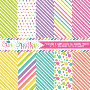 Easter Polka Dot & Stripe Digital Paper Pack (Digital Download)