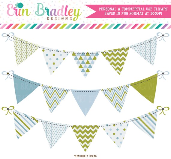 bunting clipart graphics instant download bunting clip art olive green blue banner flags commercial use by erin bradley designs catch my party catch my party