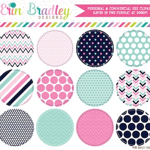 Pink and Blue Circle Frames Clipart Clip Art Personal & Commercial Use
