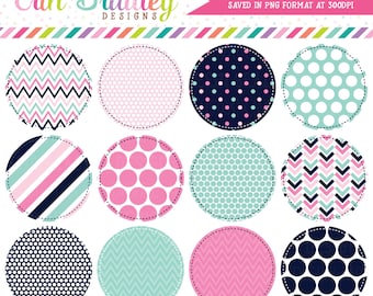 Pink and Blue Circle Frames Clipart Clip Art Personal & Commercial Use
