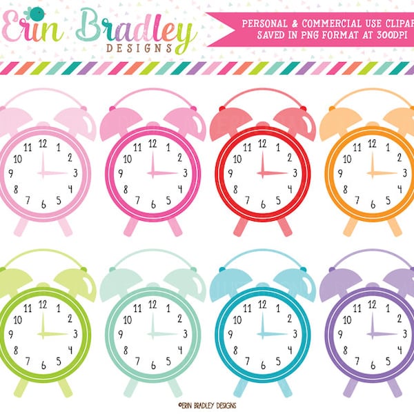 Alarm Clocks Clipart, Commercial Use Clip Art, Time Graphics