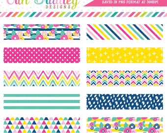 Summer Brights Digital Washi Tape Clipart Instant Download Commercial Use Clip Art Graphics
