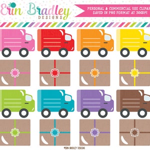 Lieferwagen und Pakete Clipart Urlaub Clip Art Grafiken Geschenke Shopping Versand für Weihnachten Persönliche und kommerzielle Nutzung