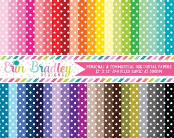 Polka Dotted Digital Paper Pack Bundle Set of 40 Digital Scrapbook Papers Commercial Use OK - Instant Download